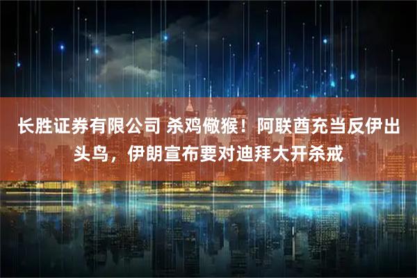长胜证券有限公司 杀鸡儆猴！阿联酋充当反伊出头鸟，伊朗宣布要对迪拜大开杀戒